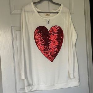 BiBi Red Sequin Heart top - BNWT!
